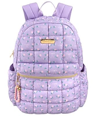 Jessica Simpson Quilted Floral Laptop Compatible Backpack, Medium, Lilac (4386STA)