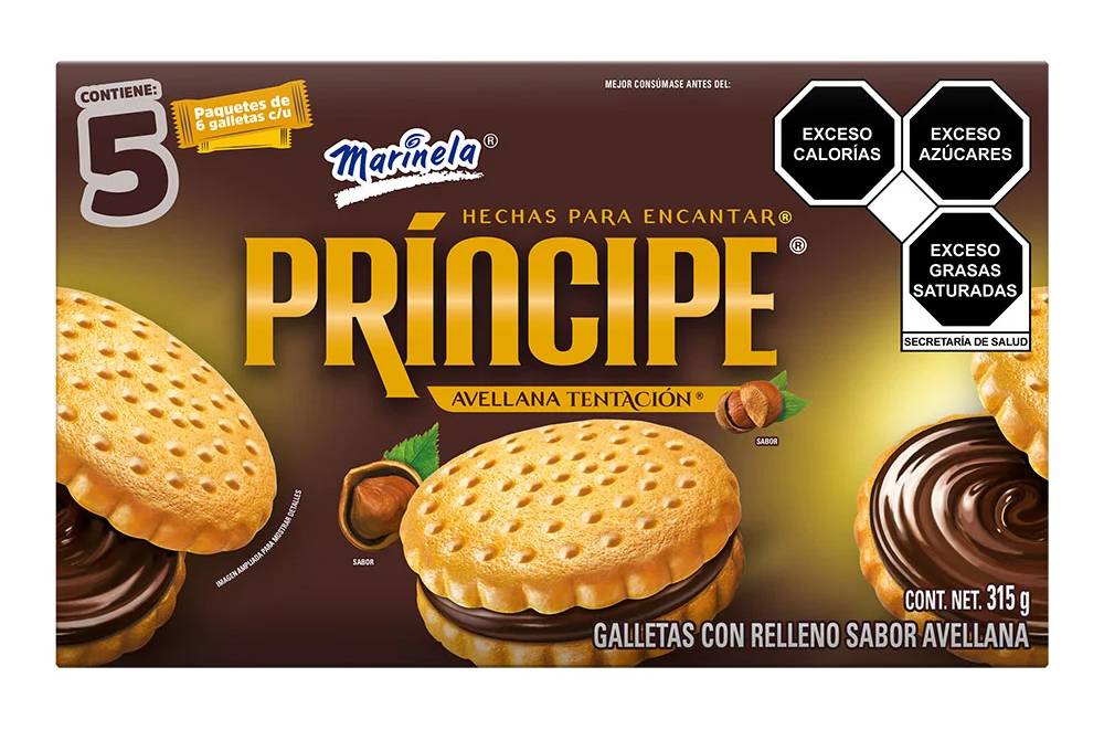 Príncipe · Galletas con relleno, avellana (5 x 6 un)