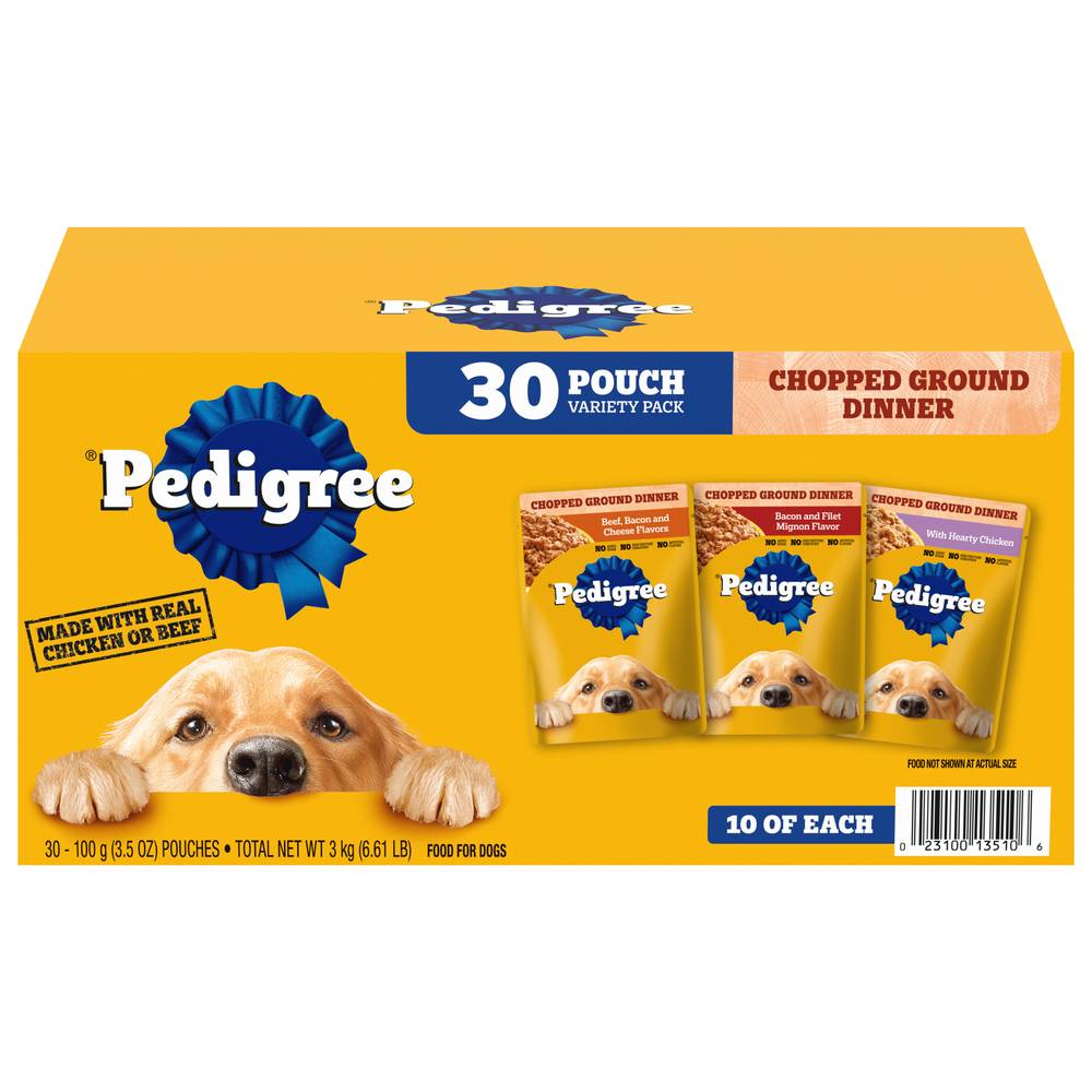 Pedigree Chopped Ground Dinner Variety pack Dog Food (30 x 3.5 oz)