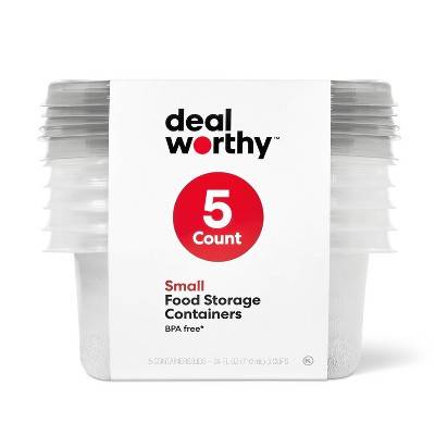 Dealworthy Small Rectangle Food Storage Containers 24 fl oz (5 ct)