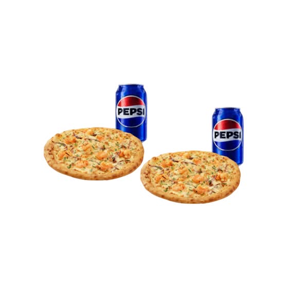 2 Menús de Pizza Personal de Camarones