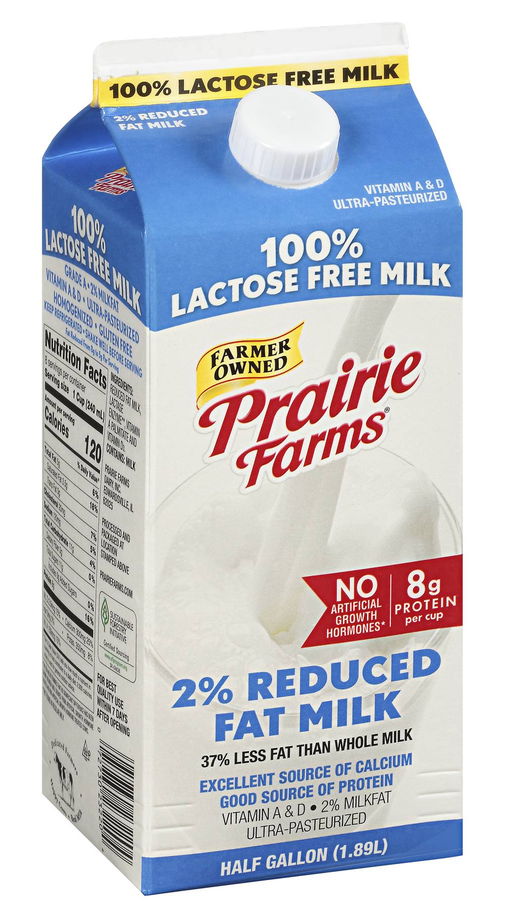 Prairie Farms 100% Lactose Free Whole Milk (1.89 L)