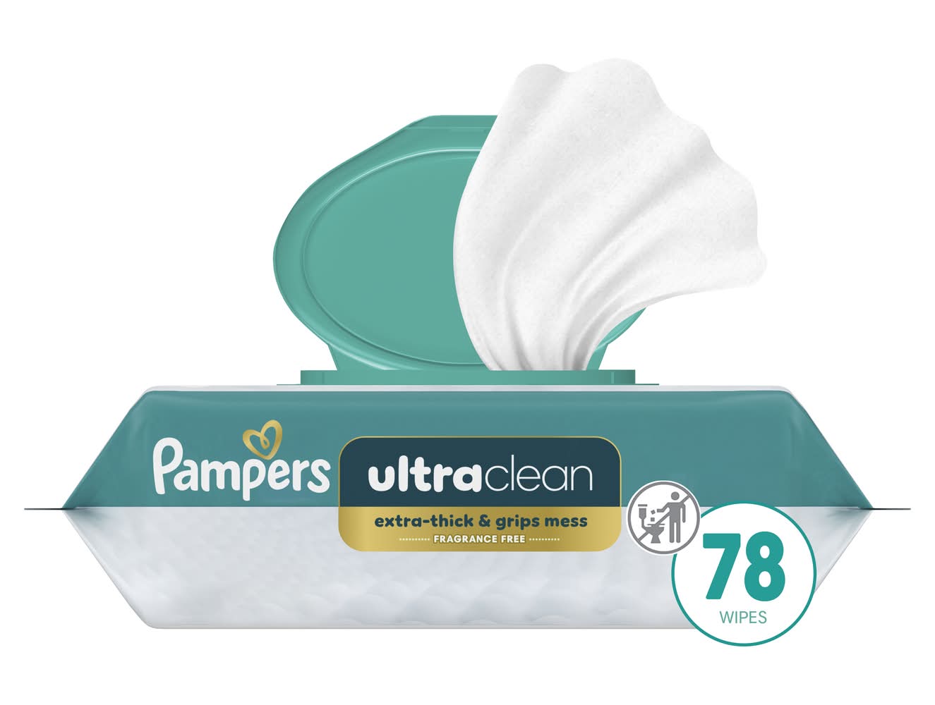 Pampers Ultraclean Plastic Free Baby Wipes, 7x6.7 in (78 ct)