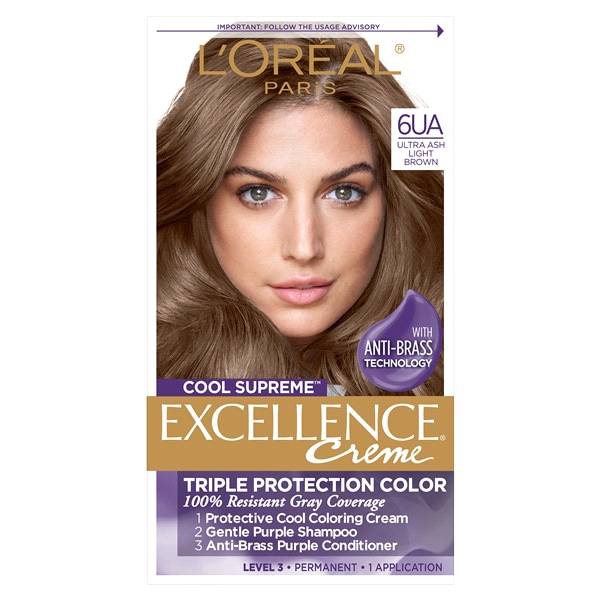 L'oreal Paris Excellence Cool Supreme Permanent Gray Coverage Hair Color, Ultra Ash Light Brown (1 ct)