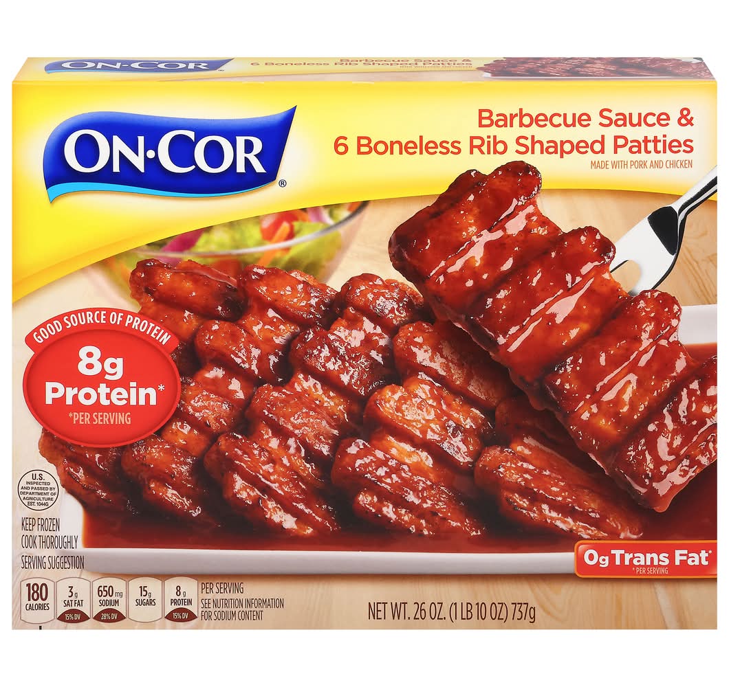 On-Cor Barbecue Sauce & Boneless Rib Shapped Patties (26 oz, 6 ct)