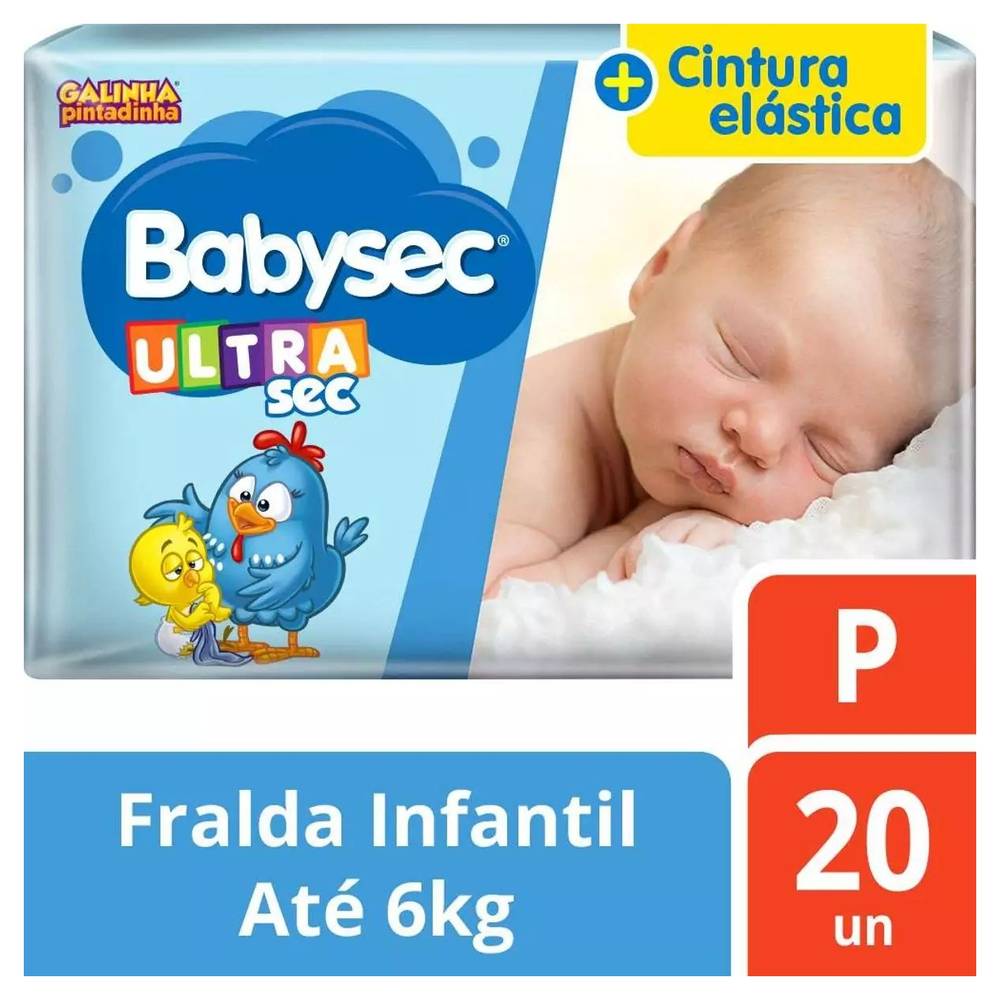 Babysec fralda descartável infantil ultra sec p (20 fraldas)