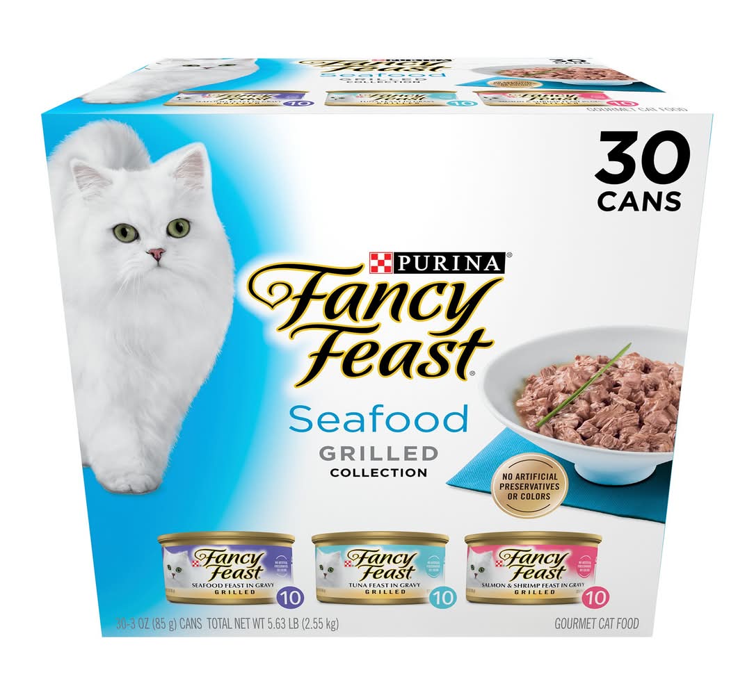 Fancy Feast® All Life Stages Cat Wet Food - Grilled, Seafood, Variety Pack, 3 OZ (Flavor: Variety Pack, Color: Assorted, Size: 30 Count)