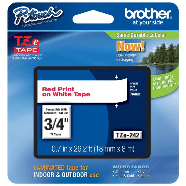 Brother Red-On-White Tape,