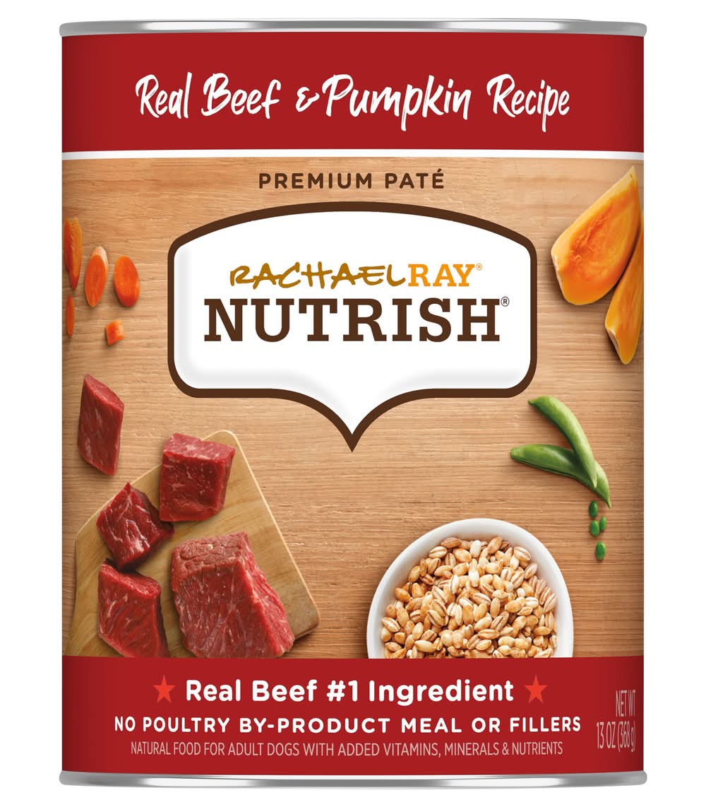 Rachael Ray Premium Pate Nutrish Wet Dog Food, Real Beef-Pumpkin, Adult (13 oz)