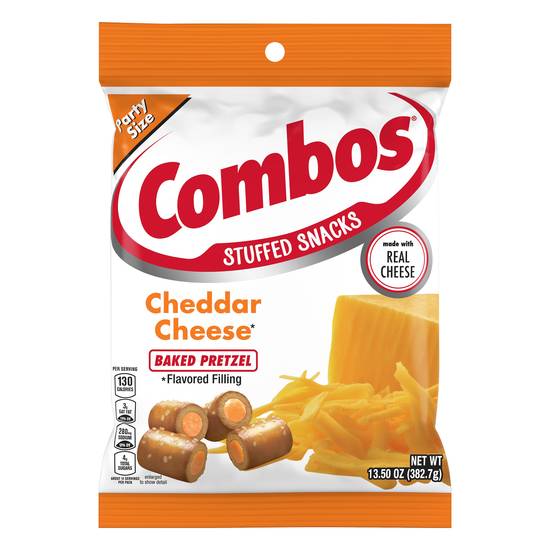 Combos Party Size Baked Pretzel Cheddar Cheese Stuffed Snacks