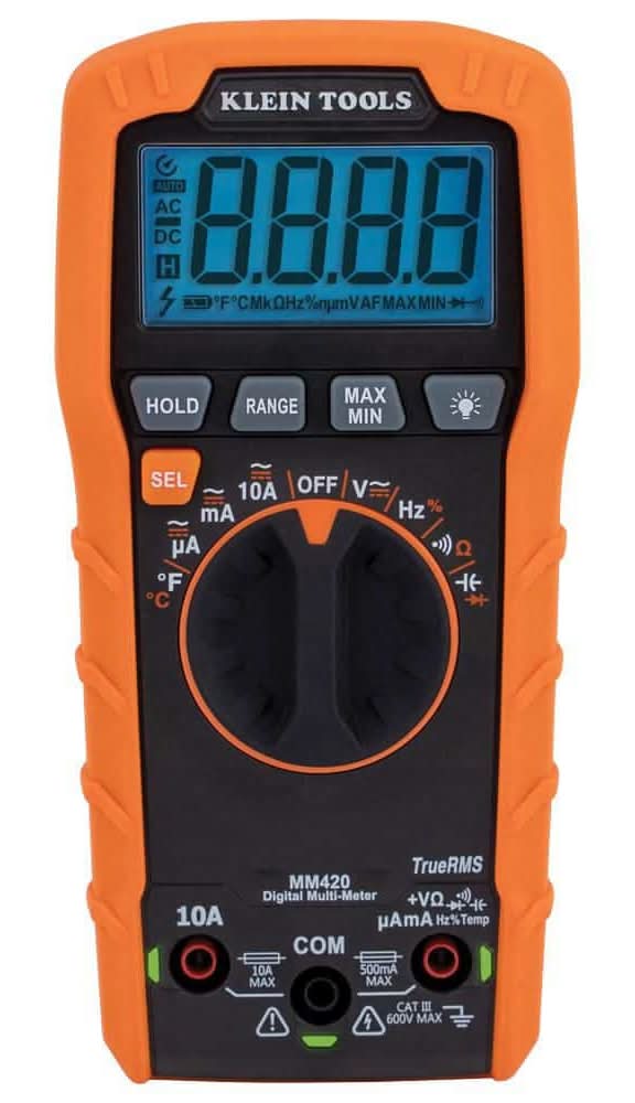 Klein Tools 600 Volt Digital Multimeter, Trms Auto-Ranging, Temp