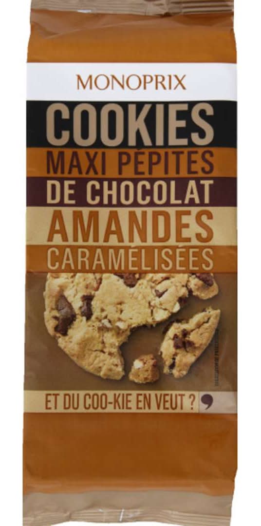 Monoprix - Maxi pépites cookies, chocolat-amande caramélisées (8)