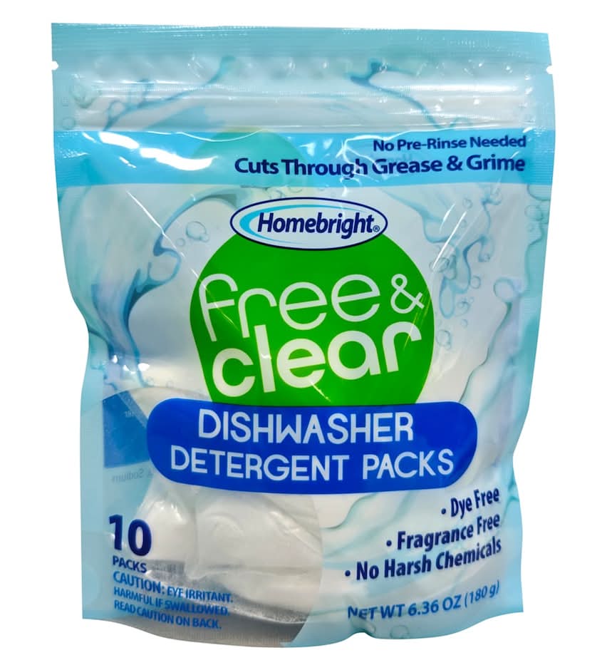 Homebright Free and Clear Dish Detergent, 10-pc. Pack