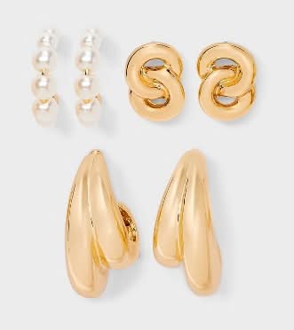 A New Day Hoop & Stud Crystal Earring Set Ages 18y+ (3 ct)