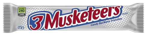 3 Mousquetaires Barre De Chocolat En Format Individuel 54 G / 3 Musketeers Chocolate Nougat Candy Bar Full Size Bar 54 g