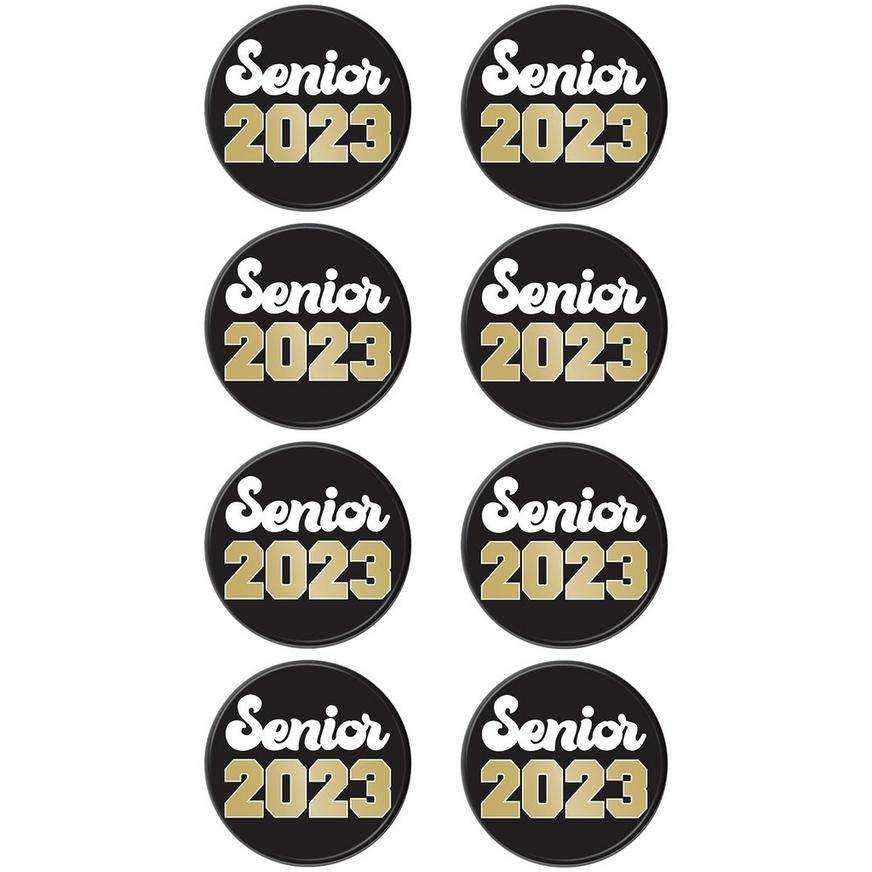 Metallic Gold Senior 2023 Graduation Buttons, 2in, 10ct