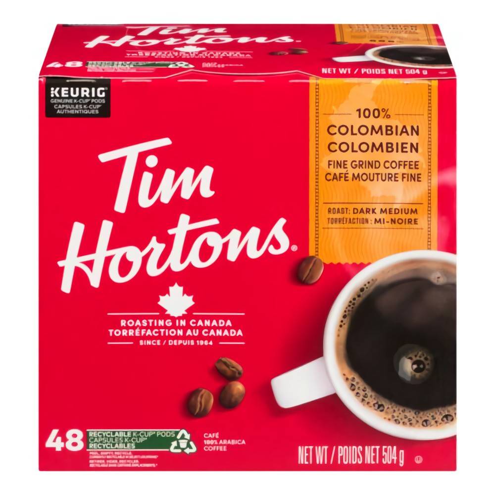 Tim Hortons Dark Medium Roast Colombian K-Cup Coffee Pods Delivery - Main Image