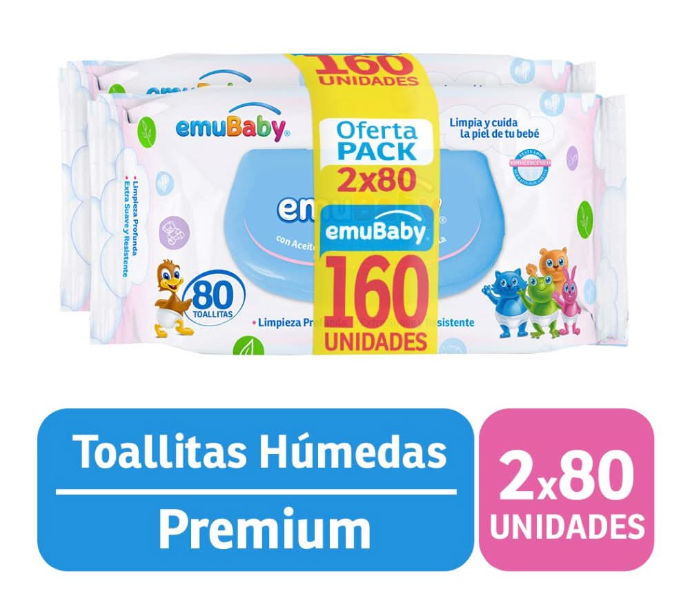 Emubaby pack toallitas húmedas premium (2 un)