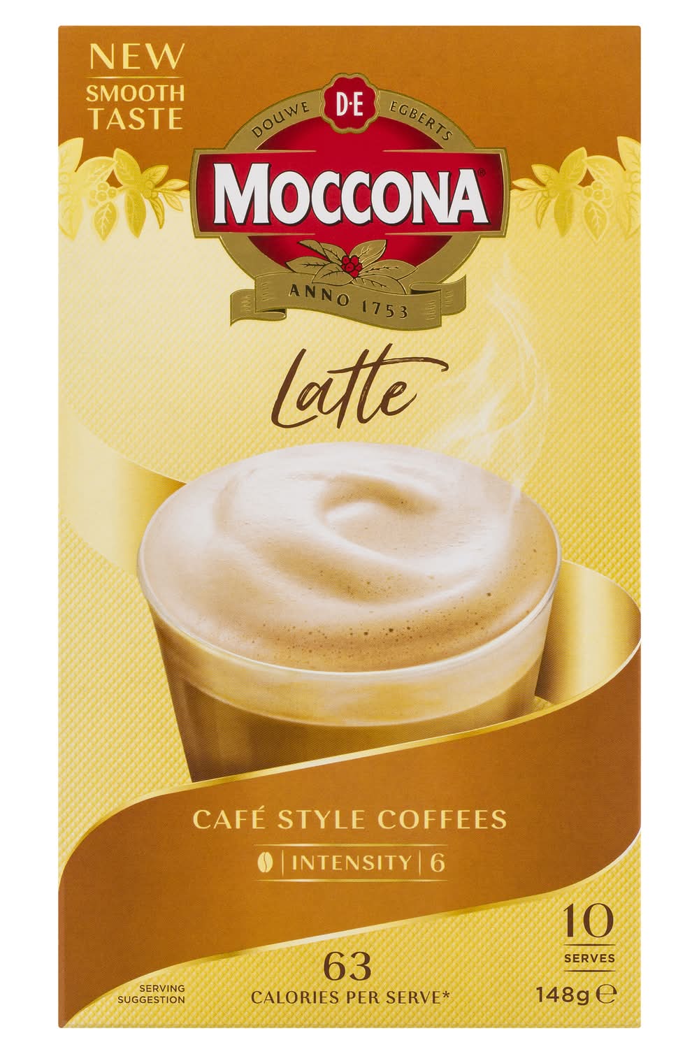 Moccona Cafe Style Coffee, Latte (148g, 10 pack)