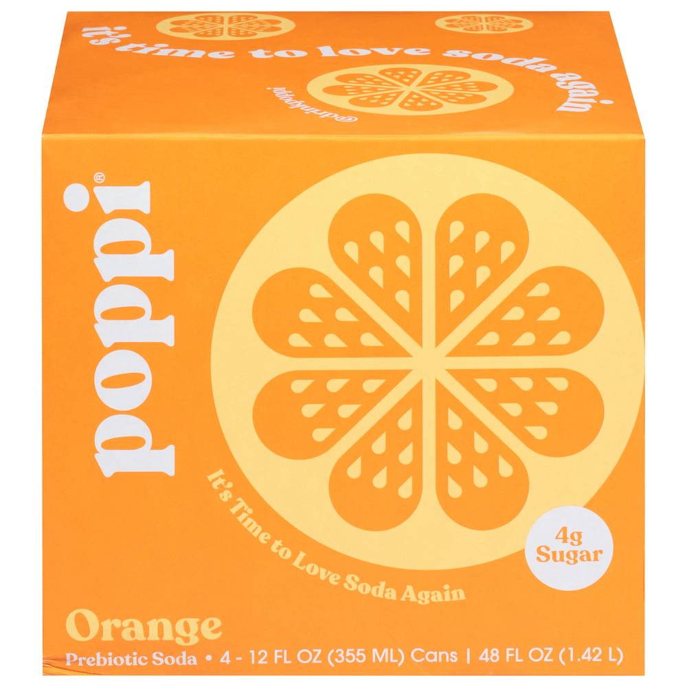 poppi Orange Prebiotic Soda (4 x 12 fl oz)