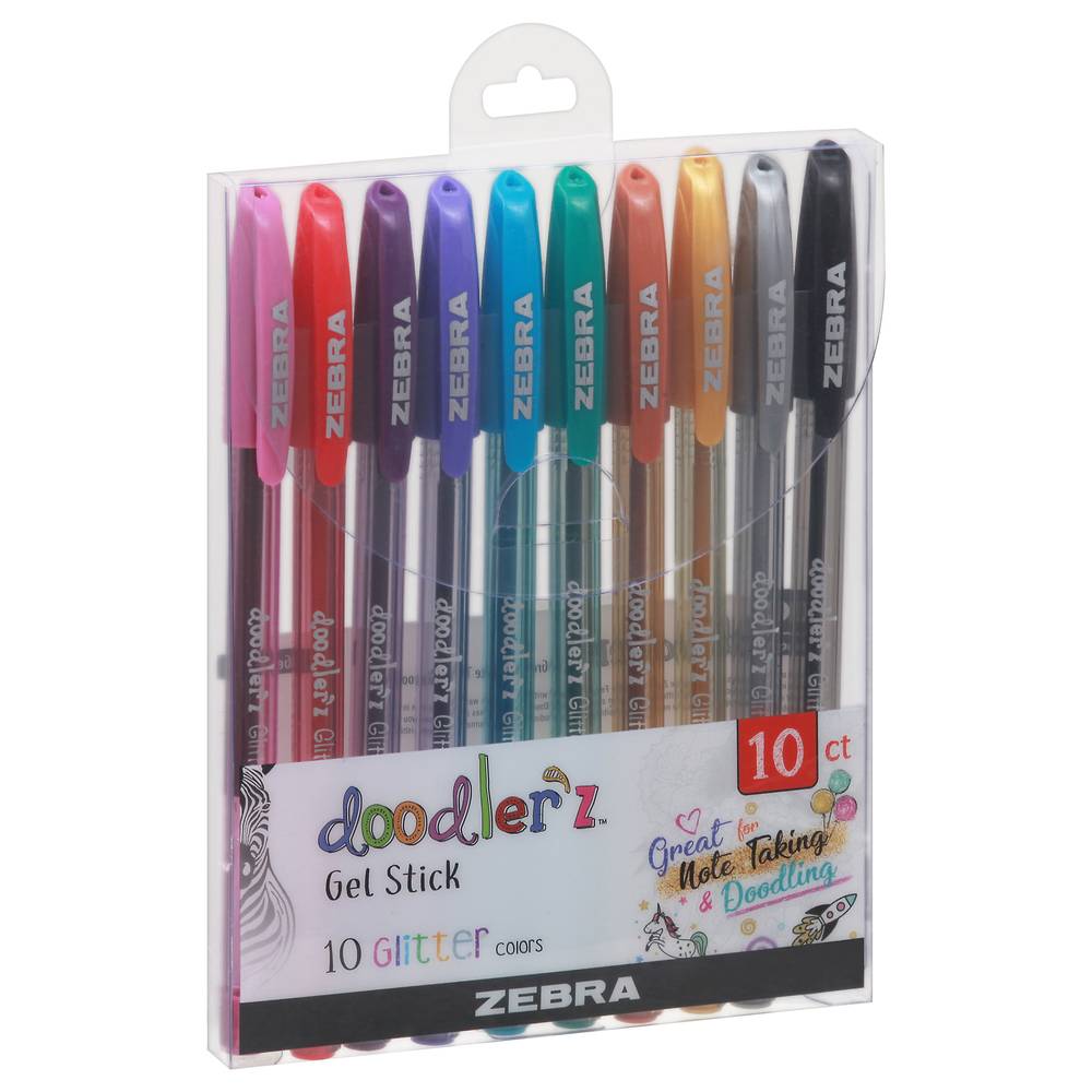 Zebra Doodler'z Glitter Gel Stick (10 ct)