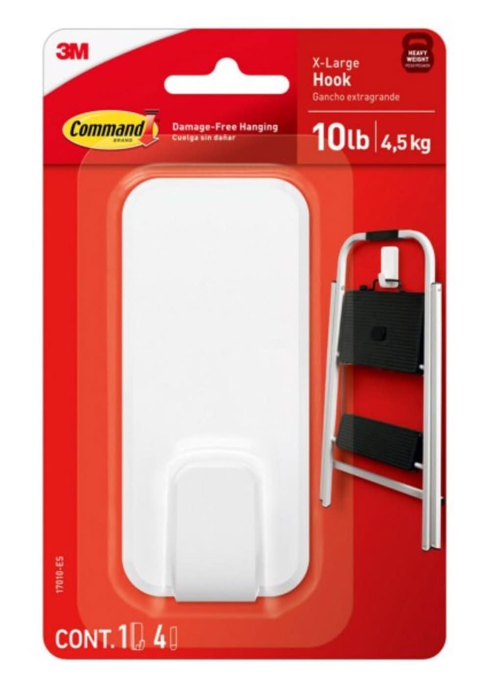 3M Command Extra Large Plastic Hook 4.47 In. L 1 Pk
