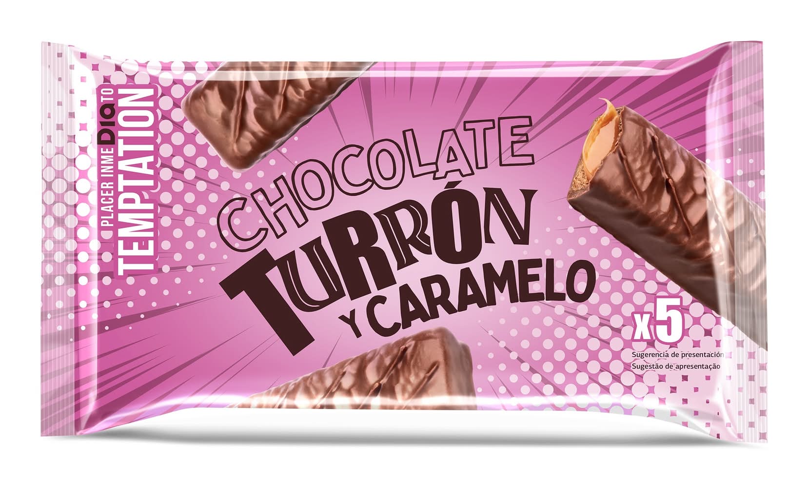 Barritas De Chocolate, Turrón Y Caramelo Temptation De Dia Bolsa 200 G