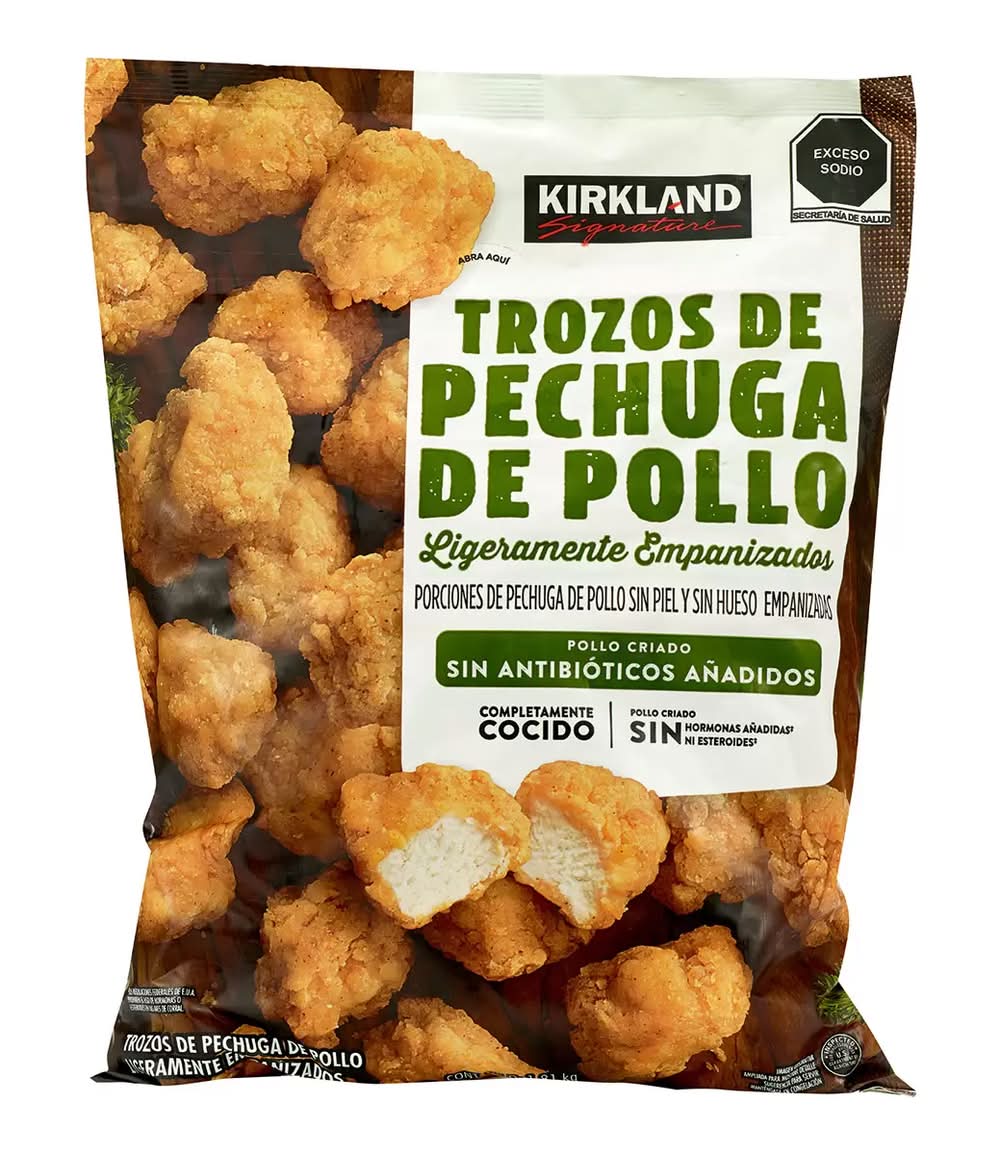 Kirkland Signature · Trozos de pechuga de pollo ligeramente empanizados congelados (1,81 kg)