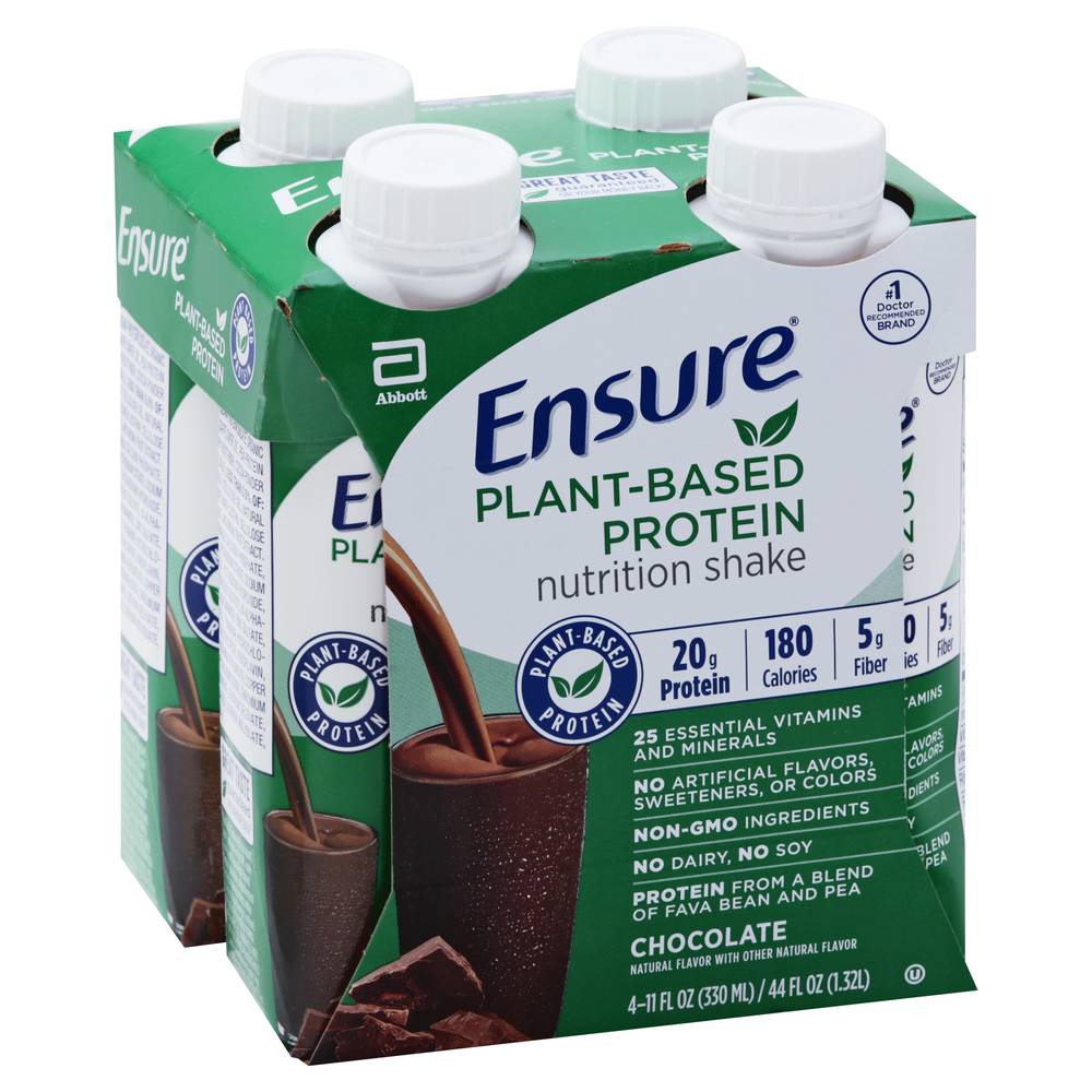 Ensure Plant-Based Protein Nutrition Chocolate Shake (4 ct, 11 fl oz)