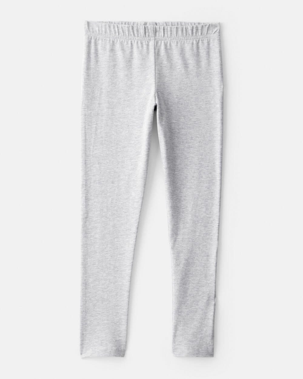 Girls Cotton Stretch Leggings - Grey - 12