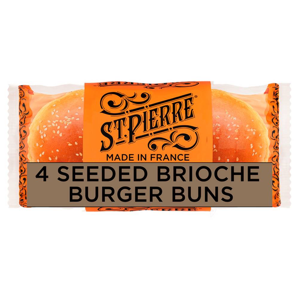 St. Pierre Seeded Brioche Burger Buns Pre-Sliced x4