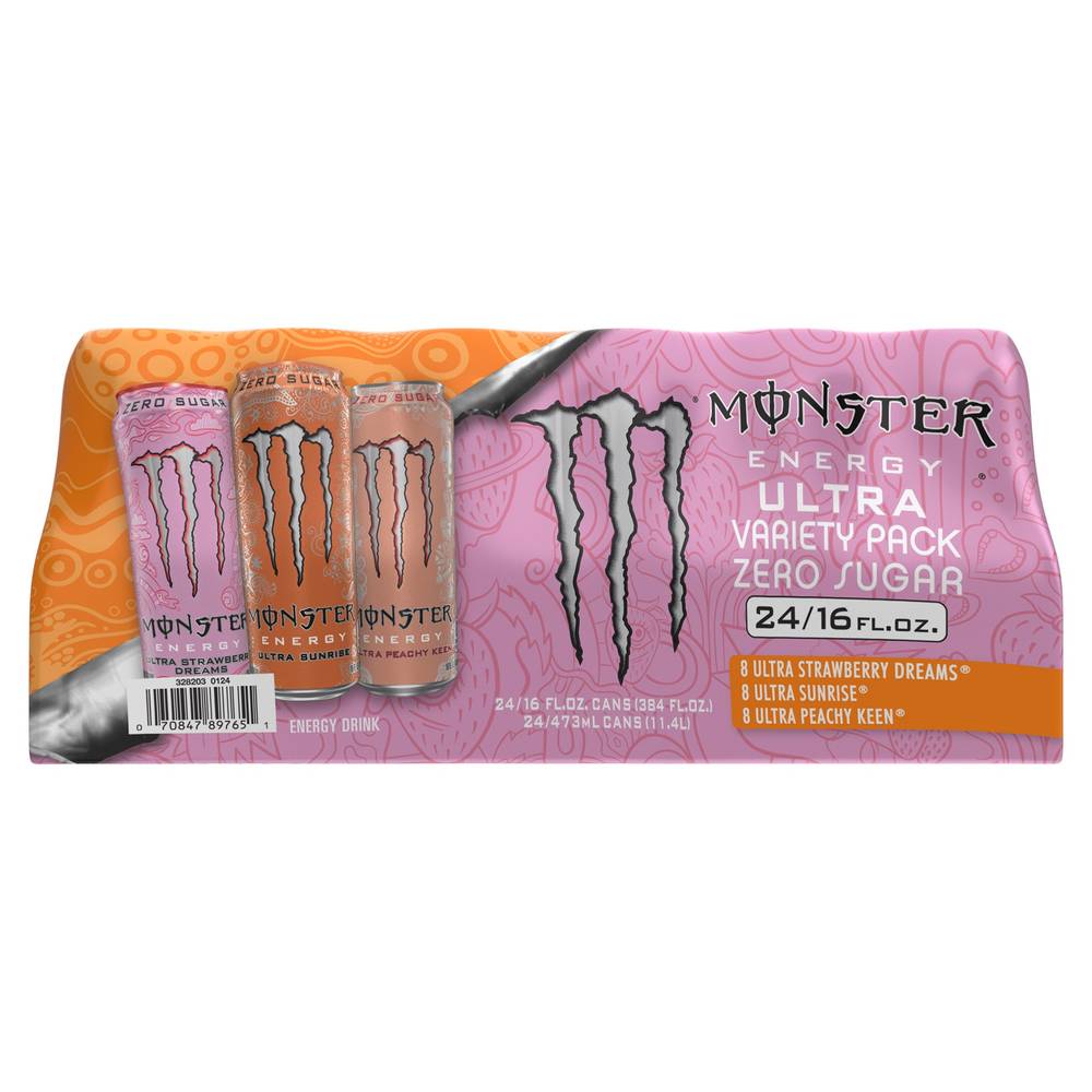 Monster Energy Ultra Zero Sugar Drink Variety pack, Assorted (16 fl oz, 24 ct)