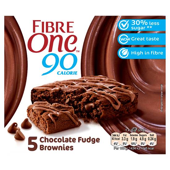 Fibre One 90 Calorie Chocolate Fudge Brownies 5 X 24g