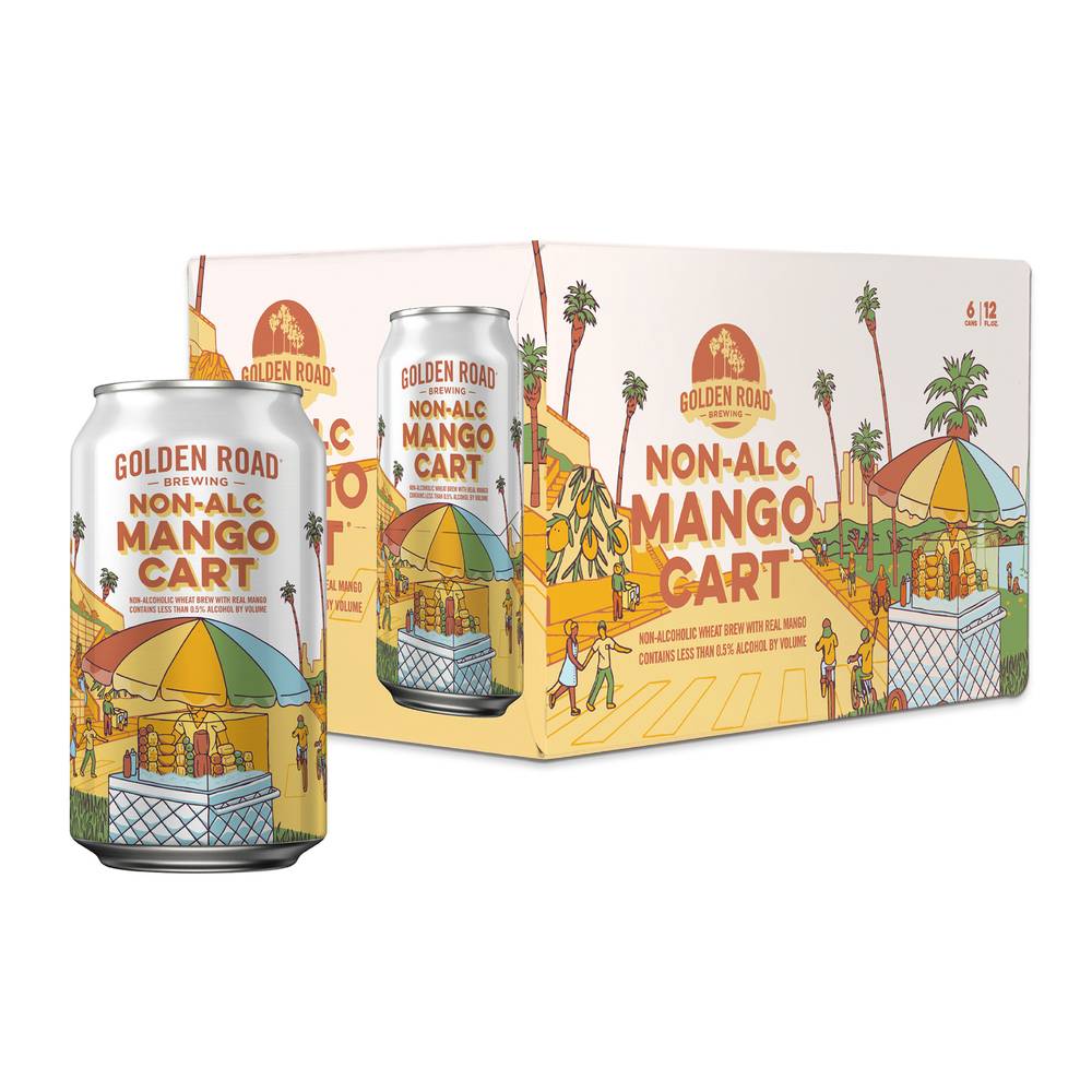 Golden Road Mango Cart Non-Alcoholic Beer (6 x 12 fl oz)