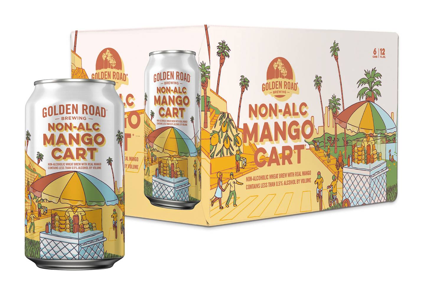 Golden Road Mango Cart Non-Alcoholic Beer (6 x 12 fl oz)