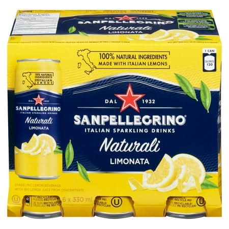 San Pellegrino Natural Italian Sparkling Drinks, Lemon (6 x 330 ml)
