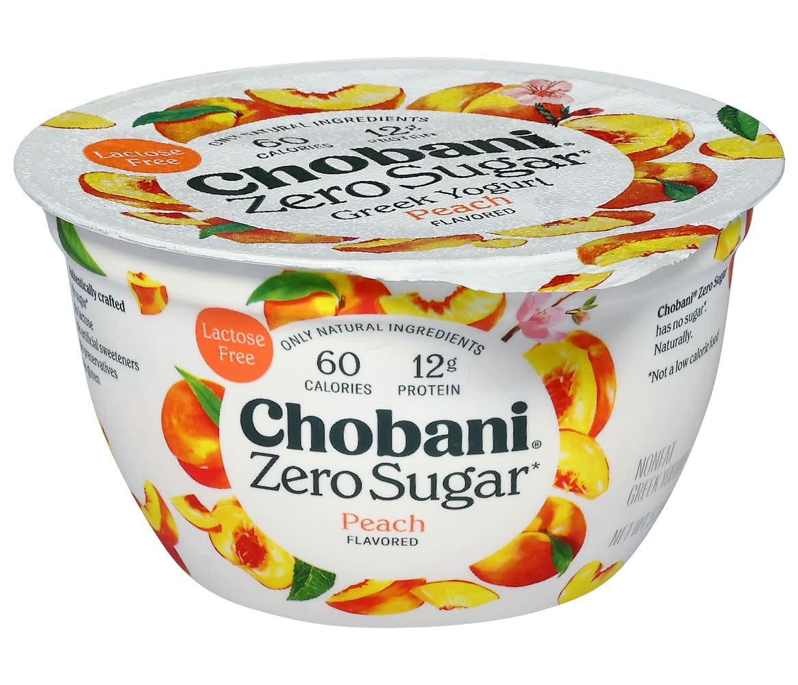 Chobani Zero Sugar Greek Yogurt, Peach (5.3 oz)
