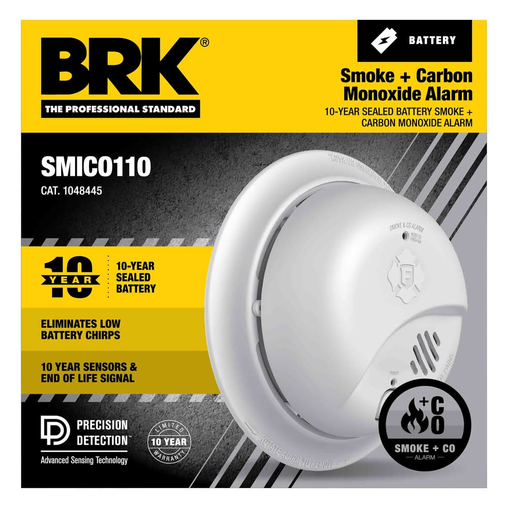 First Alert BRK 10-Year Battery, Battery-operated Smart Ionization Combination Smoke and Carbon Monoxide Detector