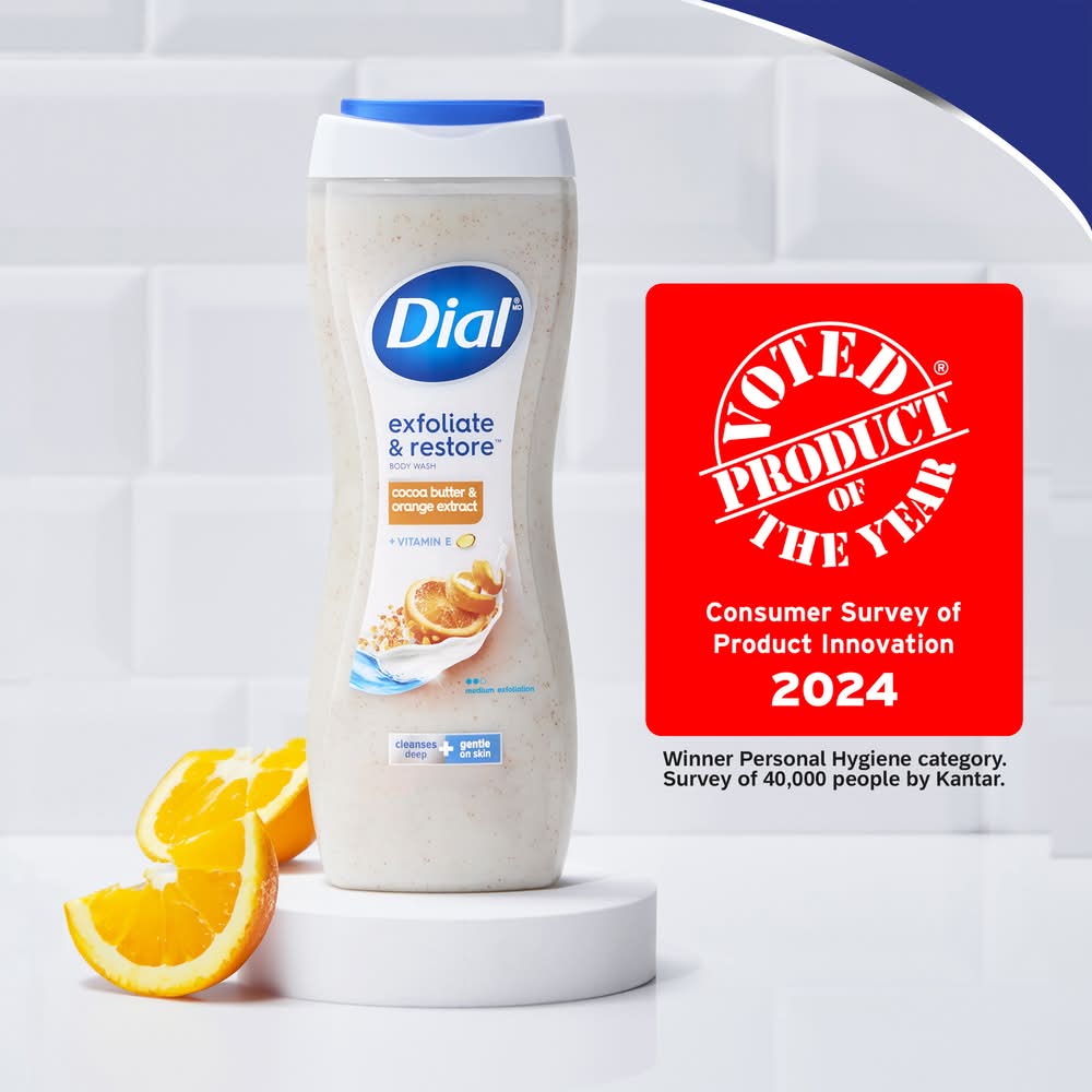 Dial Exfoliating Cocoa Butter & Orange Extract Body Wash (16 fl oz)
