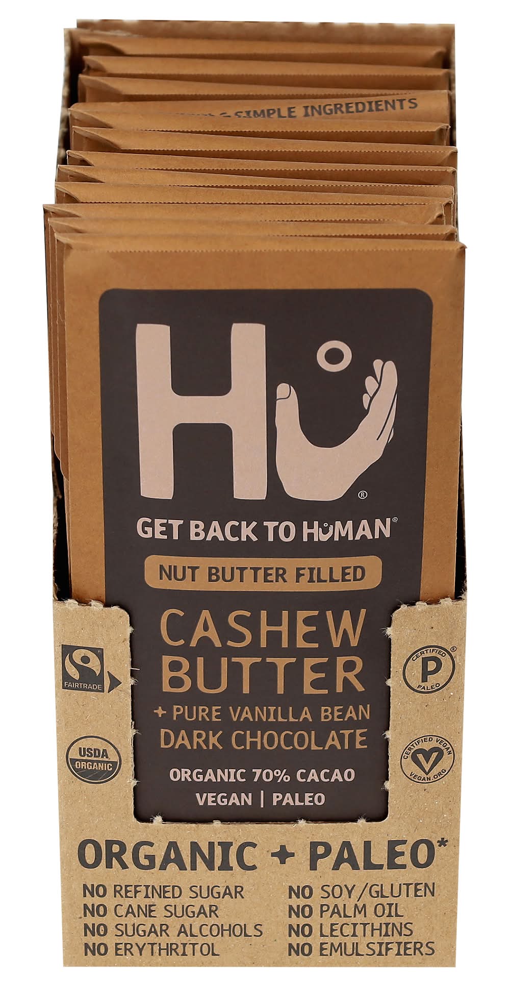 Hu Nut Butter Filled Dark Chocolate Bars, Cashew Butter-Vanilla Bean (2.1 oz)