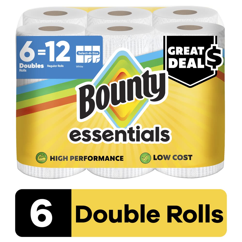 Bounty Essentials High Performance Select-A-Size Paper Towels, White (6 ct)