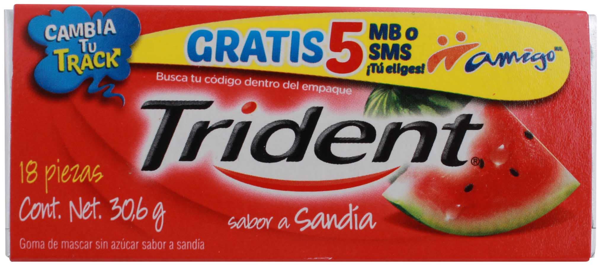 Trident · Goma de mascar sin azúcar, sandía (18 un)