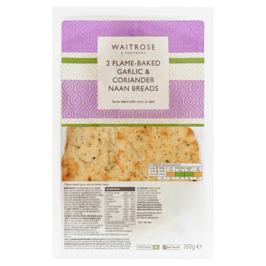 WAITROSE & PARTNERS Flame-Baked Garlic & Coriander Naan Breads (2 ct)