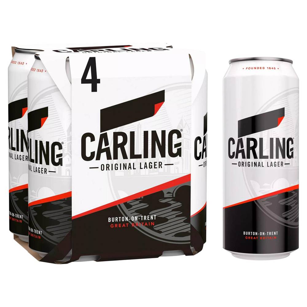 Carling Original Lager Beer Cans x4 440ml