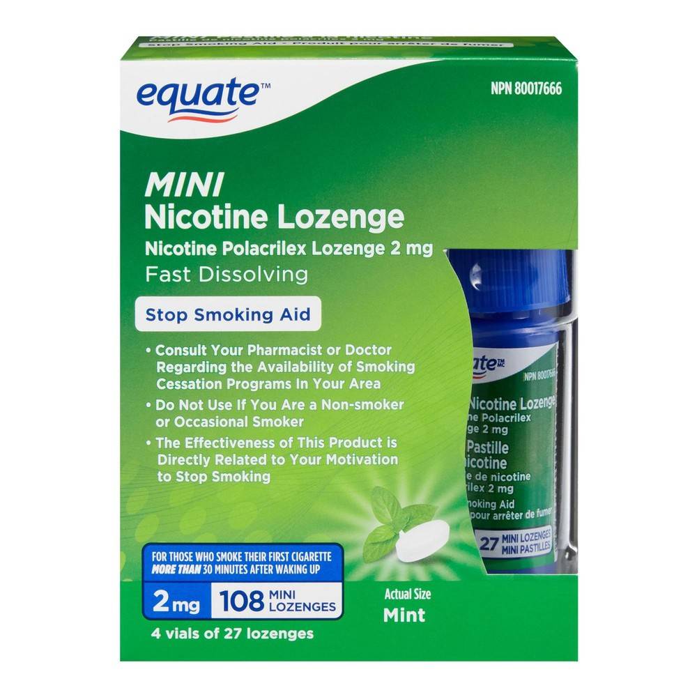 Equate Mini Nicotine Mint Lozenges 2 mg (20 g)