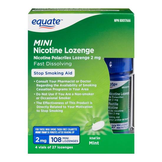 Equate Mini Nicotine Mint Lozenges 2 mg (108 units)