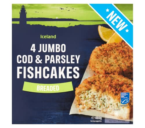 Iceland Breaded Jumbo Cod & Parsley Fishcakes (480g)