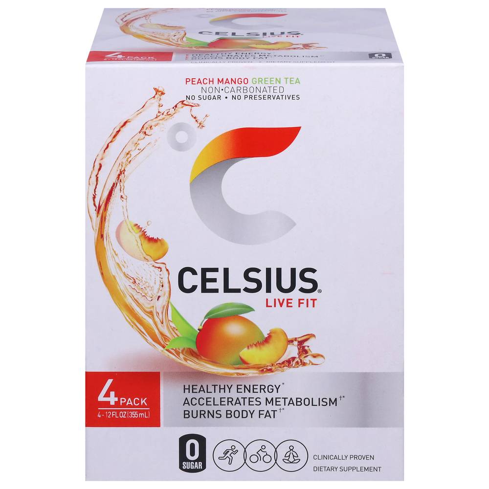 Celsius Peach Mango Green Tea Healthy Energy Drink