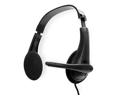 Black Nylon Braided Wired Computer Headset With Mic