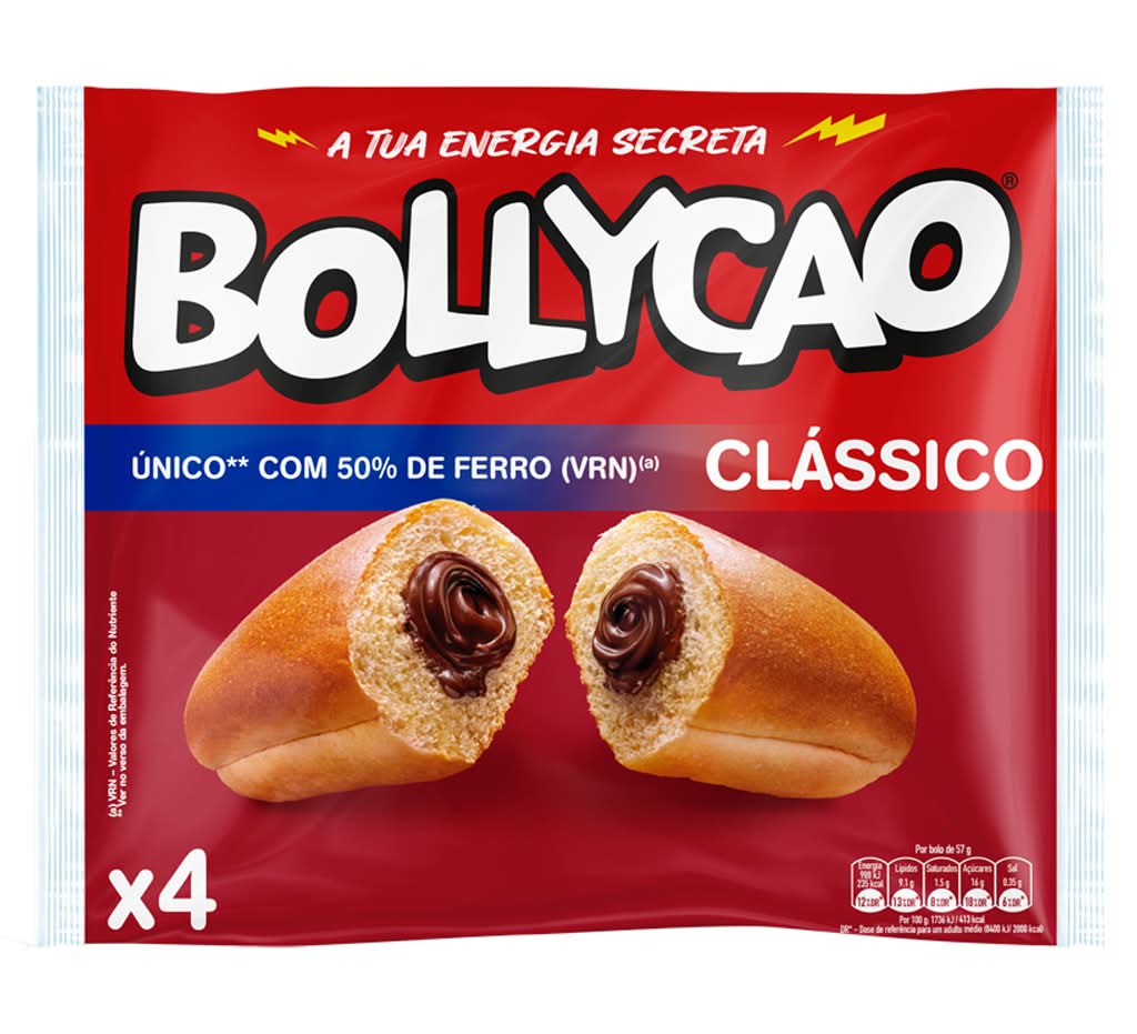Bollycao - 4 Bolos com Recheio de Chocolate, 228 g